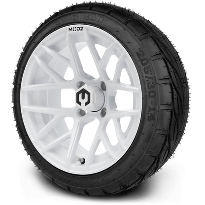 MODZ® 14" Matrix Glossy White Wheels & Street Tires Combo