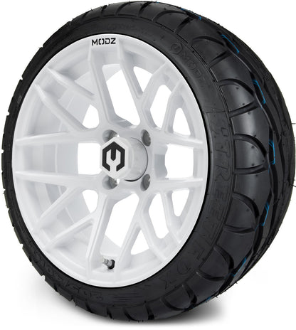 MODZ® 14" Matrix Glossy White Wheels & Street Tires Combo
