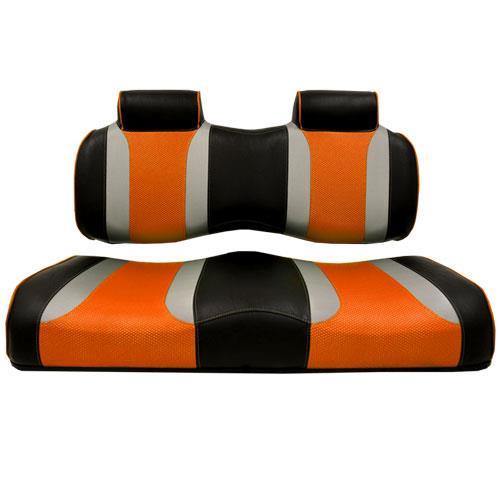 MadJax® Tsunami Black-Liquid Silver w/ Orange Wave Club Car Front Seat Cushions