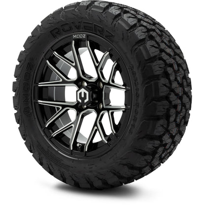 MODZ® 14" Matrix Glossy Black Ball Mill Wheels & Off-Road Tires Combo