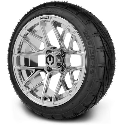 MODZ® 14" Matrix Chrome Wheels & Street Tires Combo