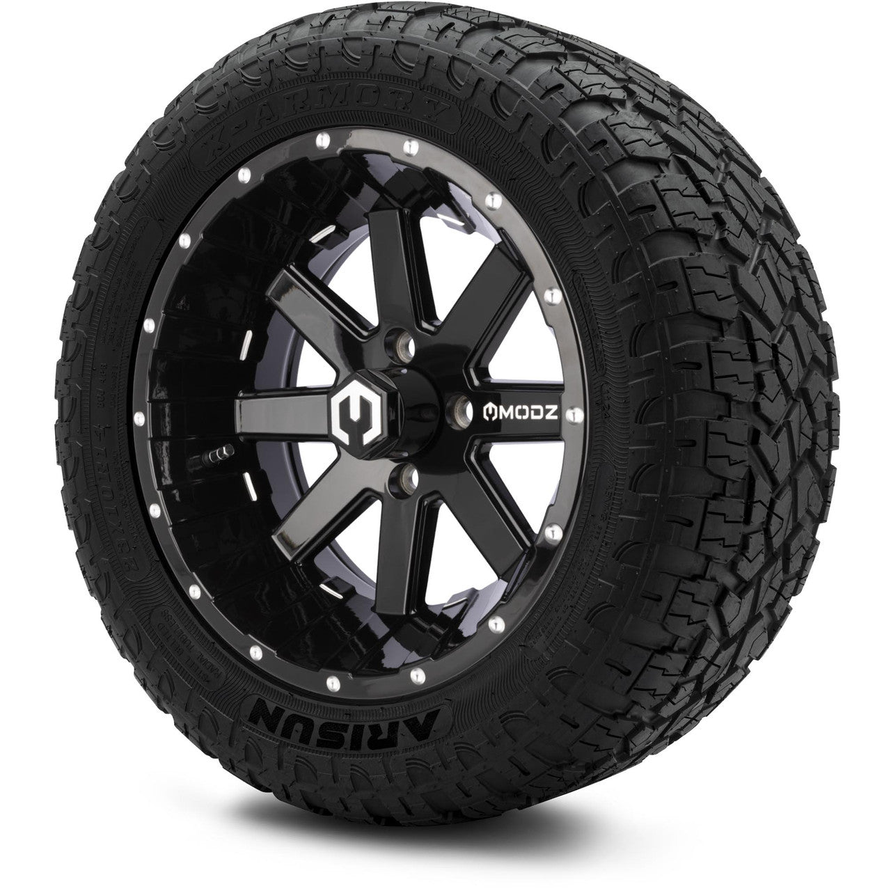 MODZ® 14" Assault Glossy Black with Ball Mill Wheels & Off-Road Tires Combo