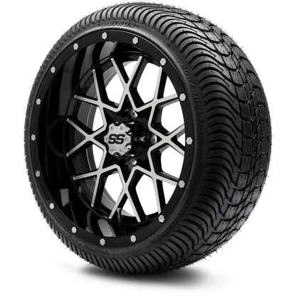 MODZ® 14" Vortex Machined Black Wheels & Street Tires Combo