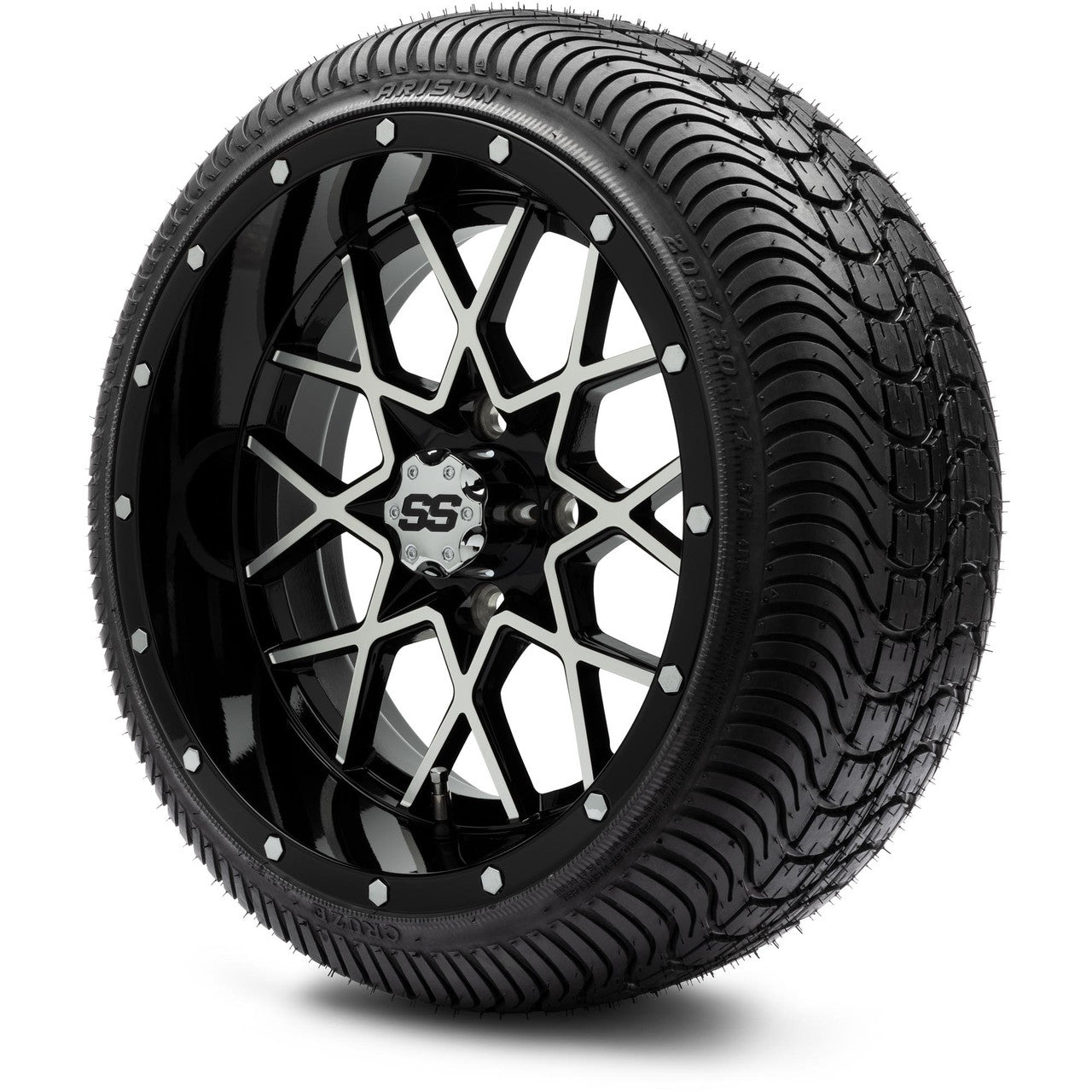 MODZ® 14" Vortex Machined Black Wheels & Street Tires Combo