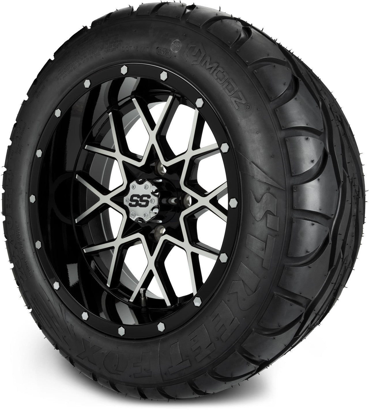 MODZ® 14" Vortex Machined Black Wheels & Street Tires Combo