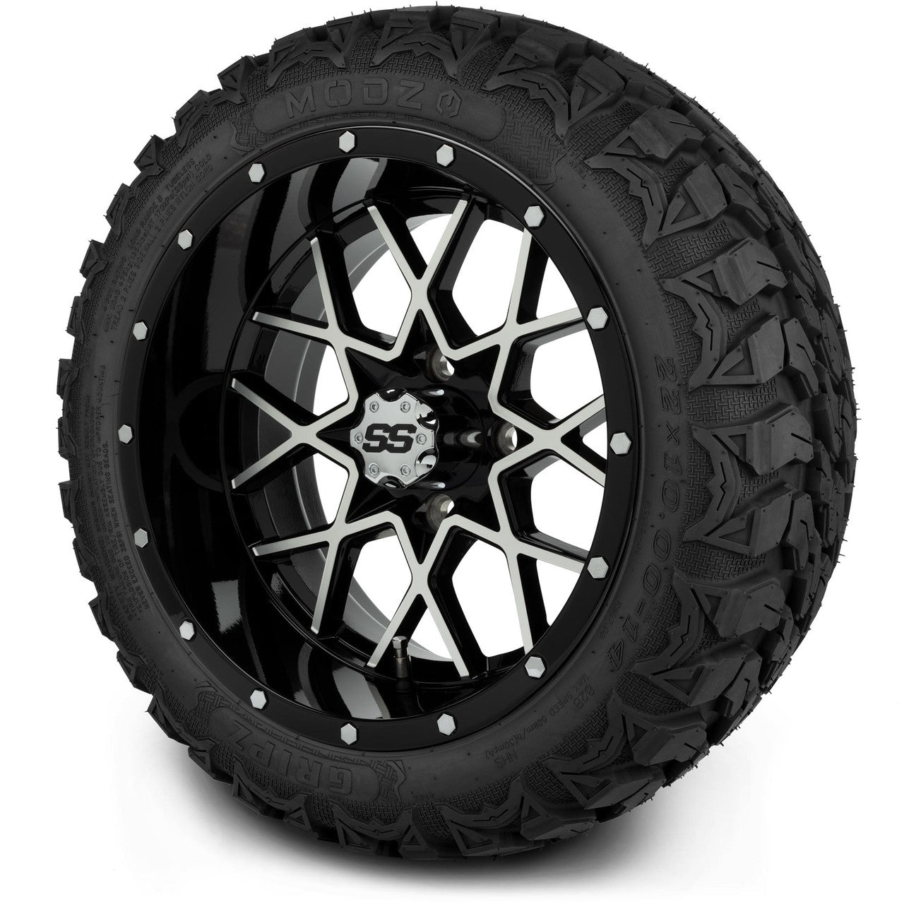 MODZ® 14" Vortex Machined Black Wheels & Off-Road Tires Combo