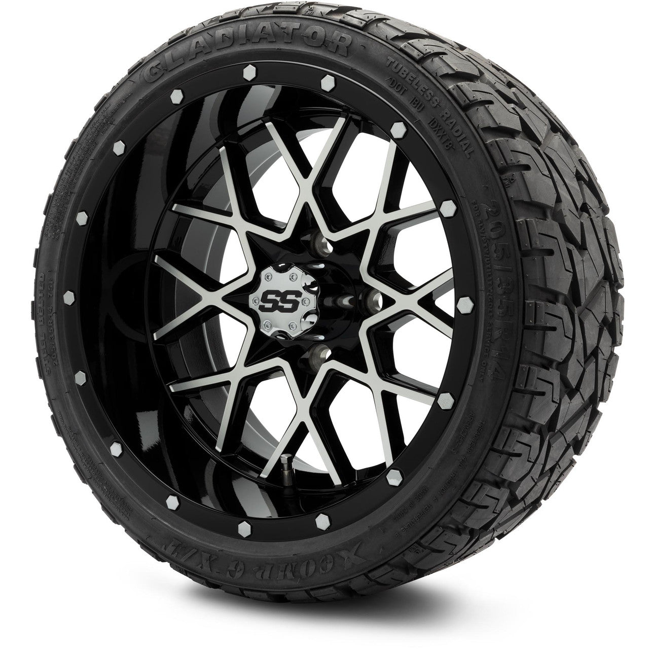 MODZ® 14" Vortex Machined Black Wheels & Off-Road Tires Combo
