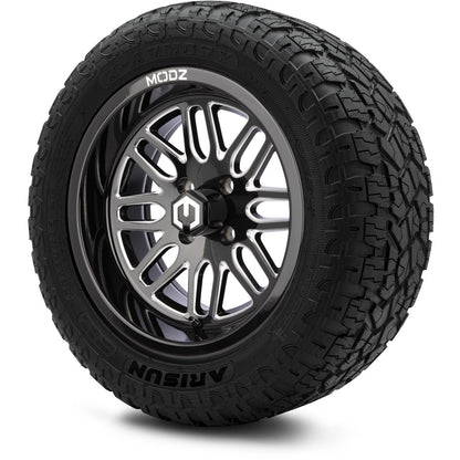 MODZ® 14" Mayhem Glossy Black with Ball Mill Wheels & Off-Road Tires Combo