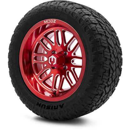 MODZ® 14" Mayhem Brushed Red with Ball Mill Wheels & Off-Road Tires Combo