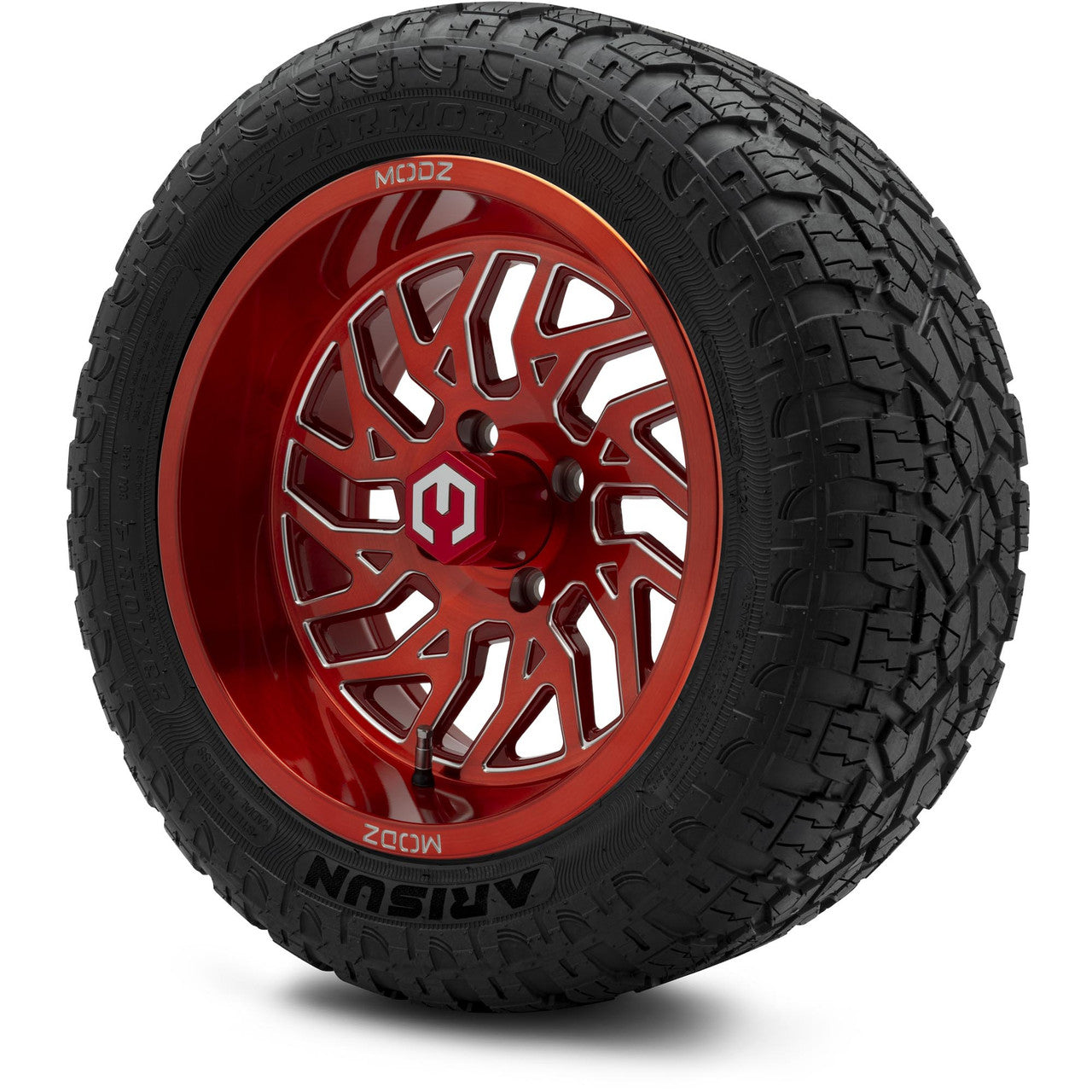 MODZ® 14" Carnage Brushed Red with Ball Mill Wheels & Off-Road Tires Combo