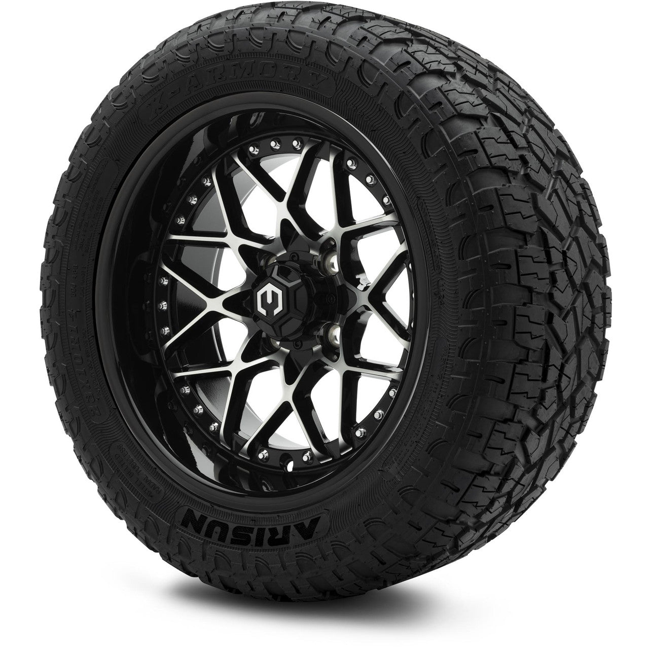 MODZ® 14" Formula Machined Black Wheels & Off-Road Tires Combo