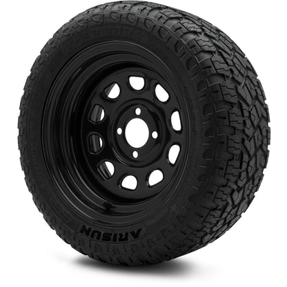 MODZ® 14" Steel D-Window Glossy Black Wheels & Off-Road Tires Combo