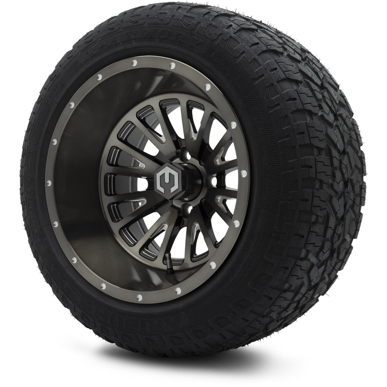 MODZ® 14" Assassin Brushed Gunmetal with Ball Mill Wheels & Off-Road Tires Combo