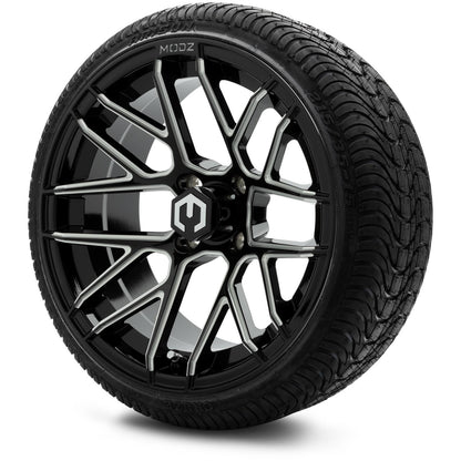 MODZ® 15" Matrix Glossy Black with Ball Mill Wheels & Street Tires Combo