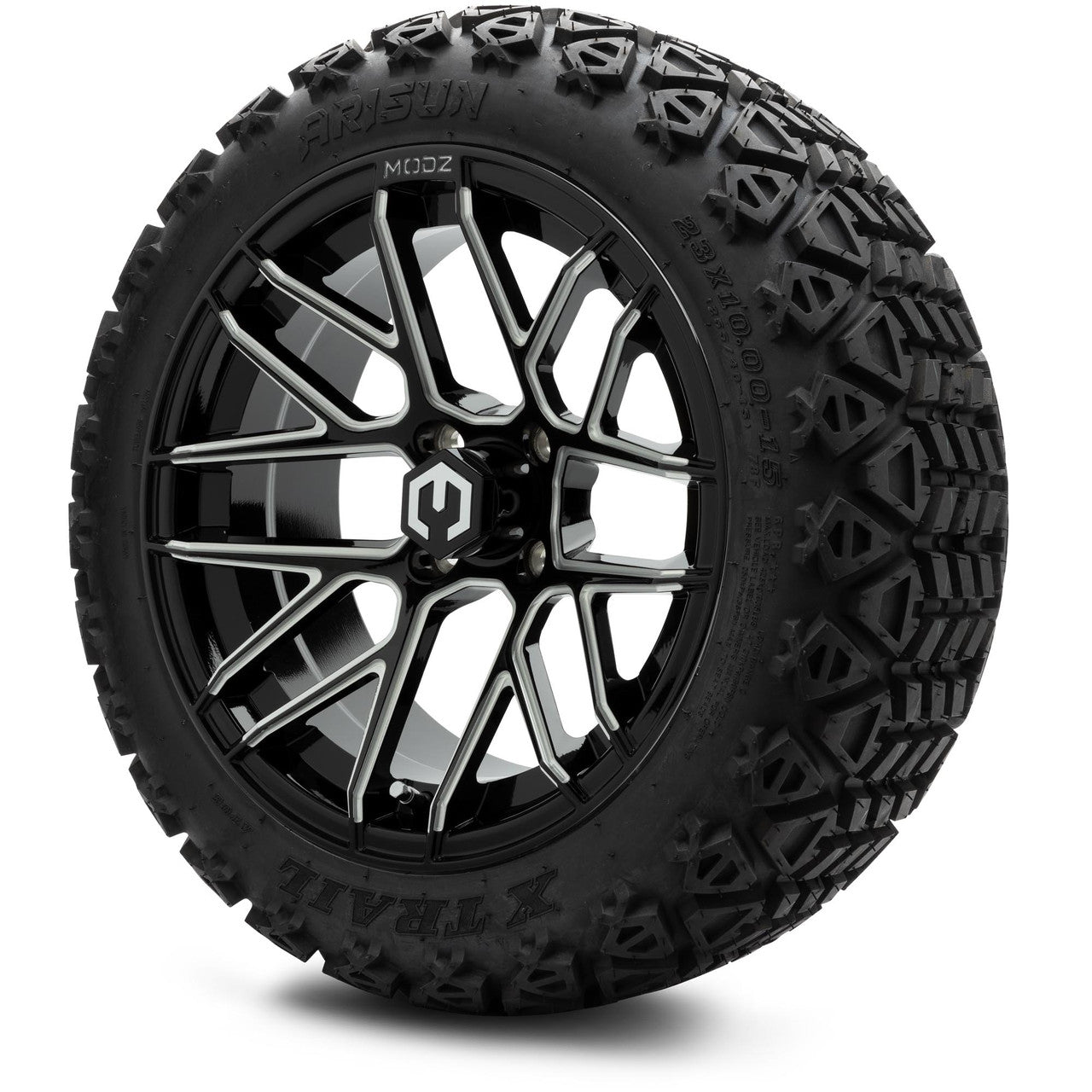 MODZ® 15" Matrix Glossy Black with Ball Mill Wheels & Off-Road Tires Combo