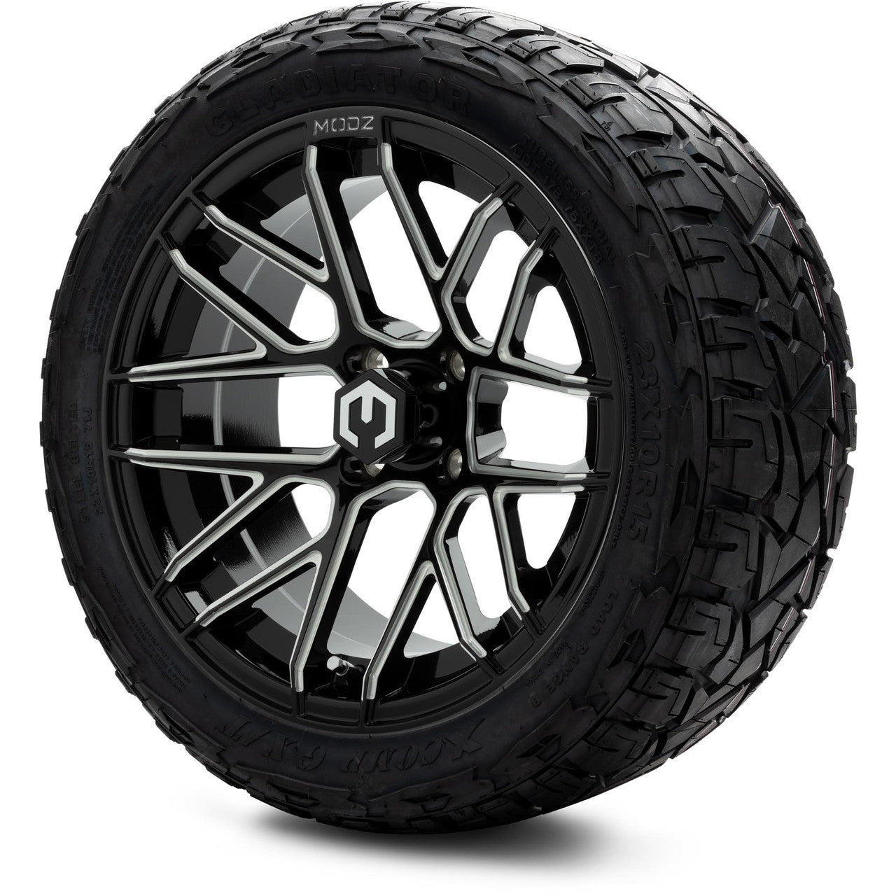 MODZ® 15" Matrix Glossy Black with Ball Mill Wheels & Off-Road Tires Combo