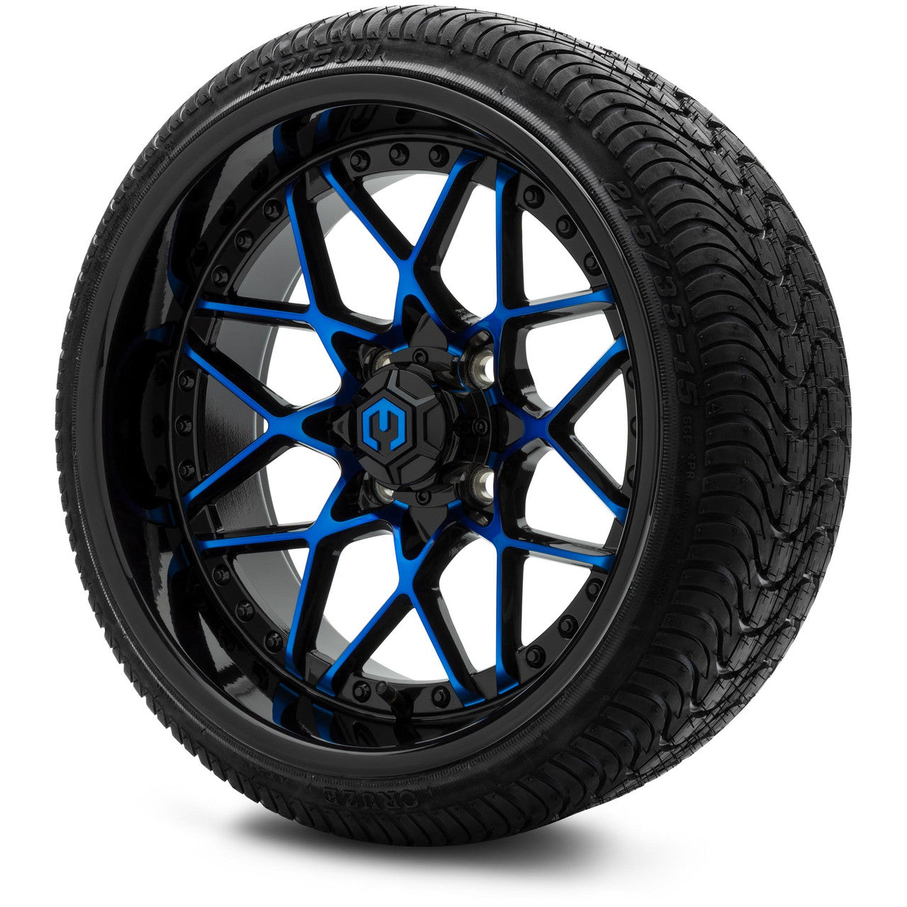MODZ® 15" Formula Blue and Black Wheels & Street Tires Combo