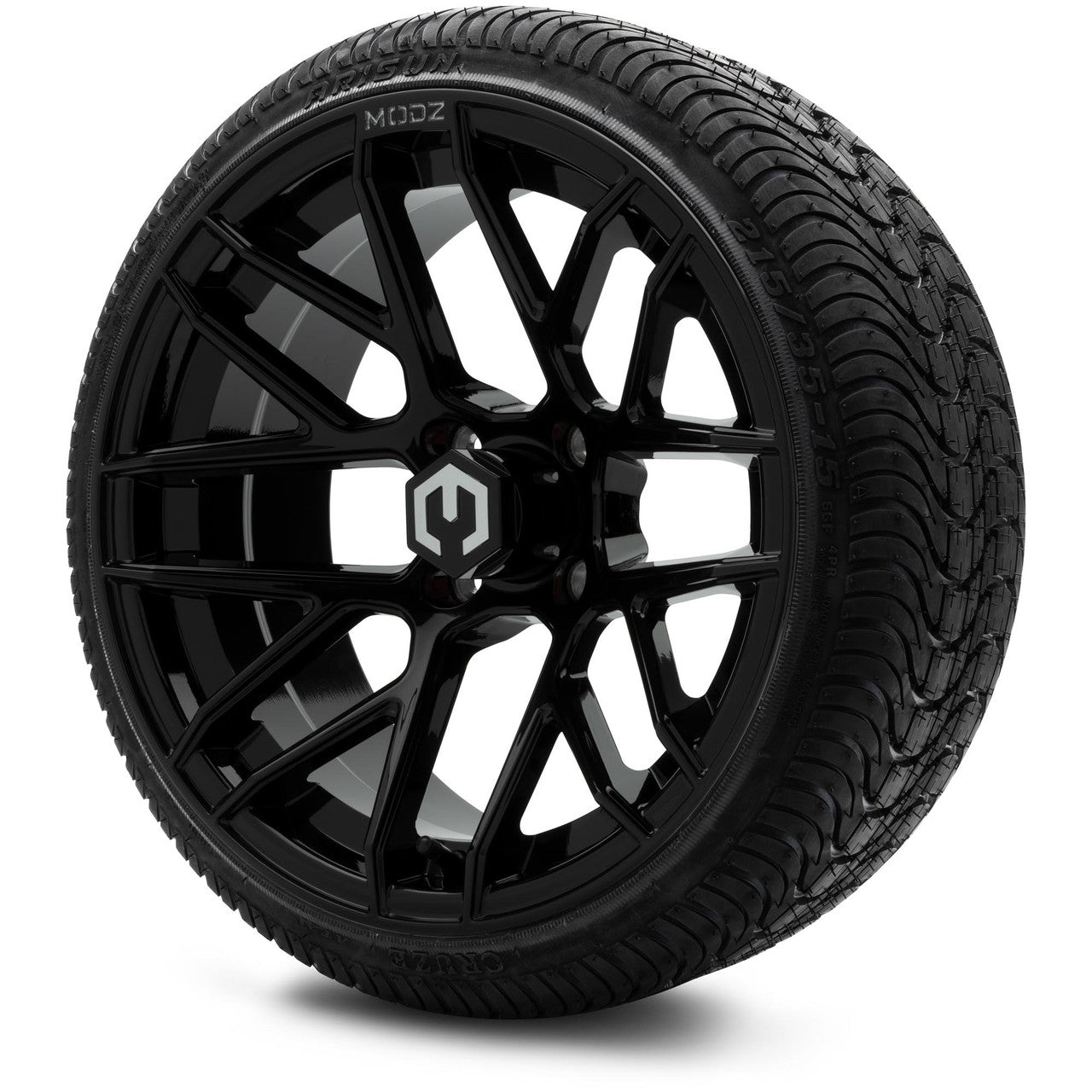 MODZ® 15" Matrix Glossy Black Wheels & Street Tires Combo