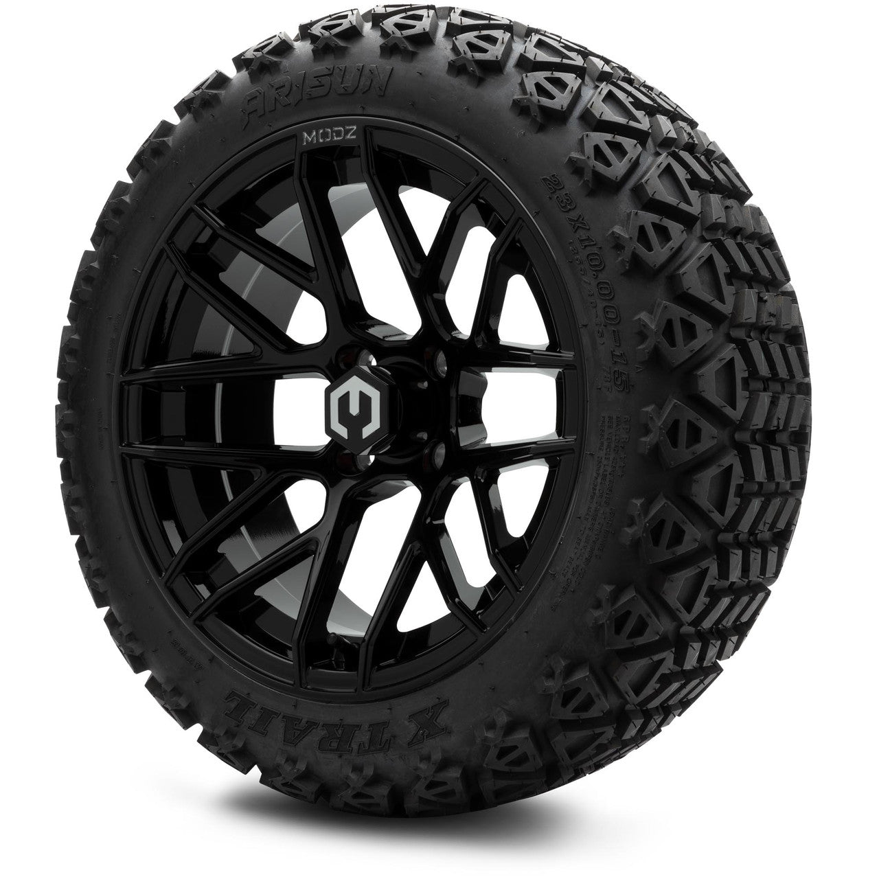 MODZ® 15" Matrix Glossy Black Wheels & Off-Road Tires Combo