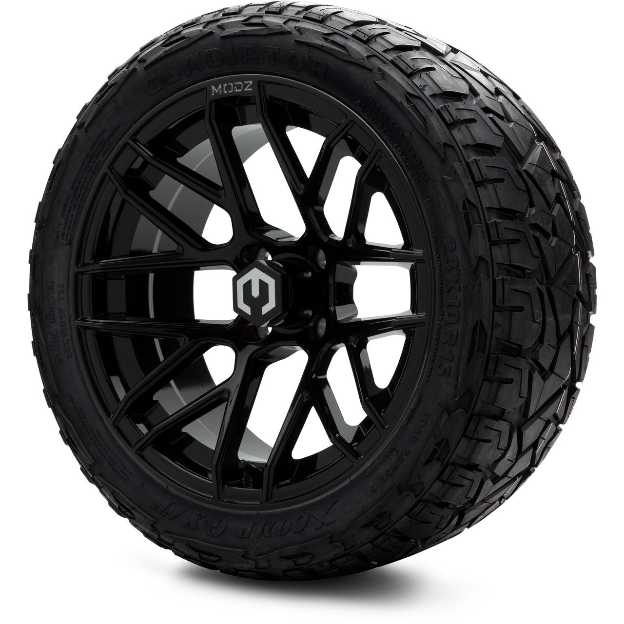 MODZ® 15" Matrix Glossy Black Wheels & Off-Road Tires Combo