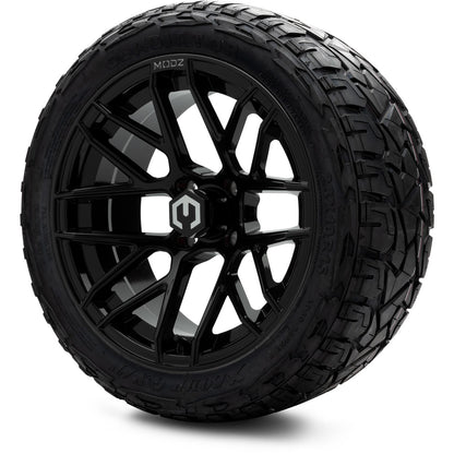 MODZ® 15" Matrix Glossy Black Wheels & Off-Road Tires Combo