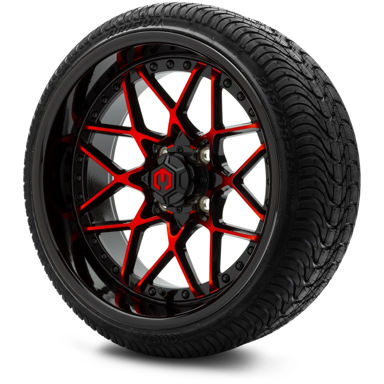 MODZ® 15" Formula Red and Black Wheels & Street Tires Combo