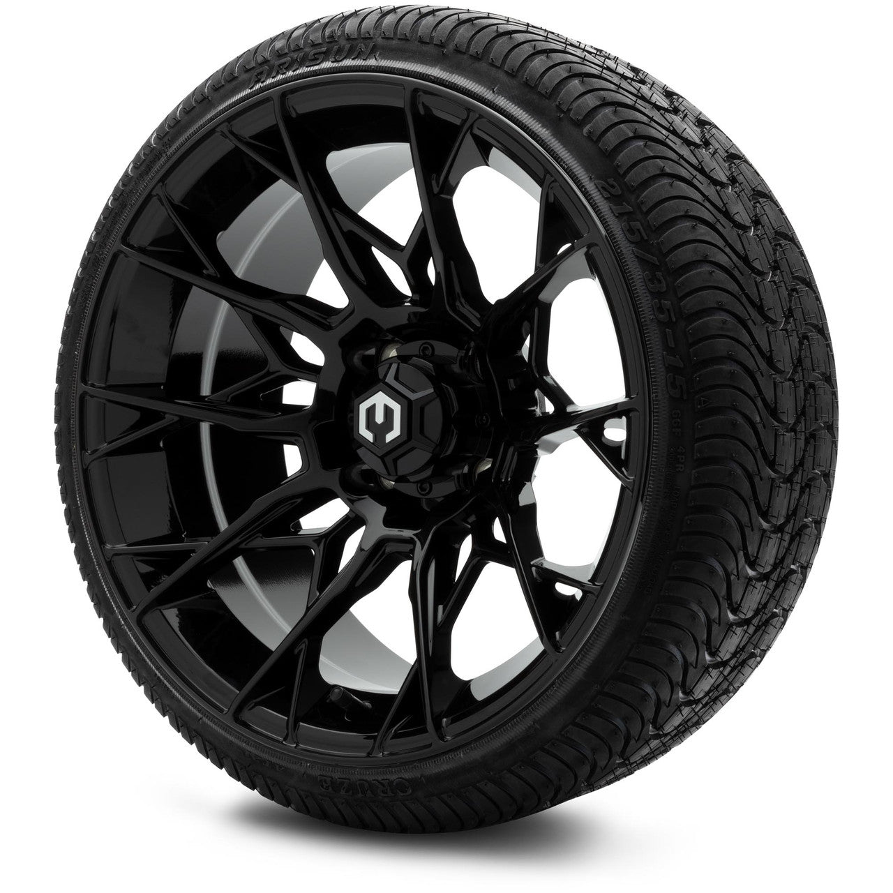 MODZ® 15" Chaos Glossy Black Wheels & Street Tires Combo
