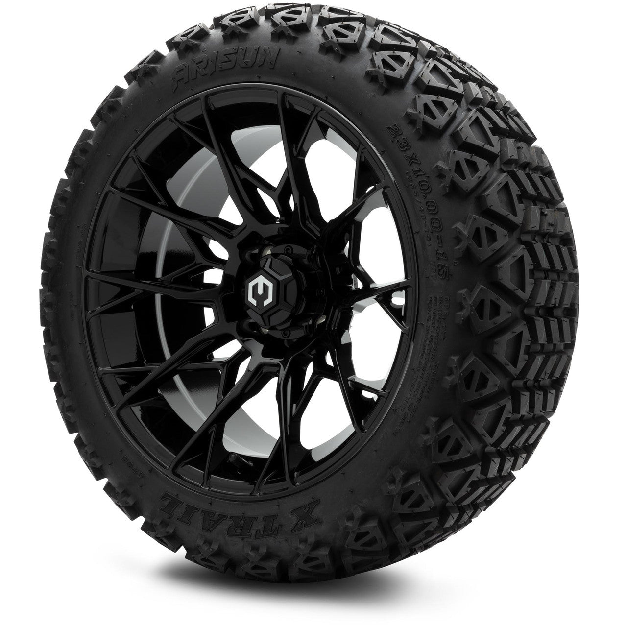 MODZ® 15" Chaos Glossy Black Wheels & Off-Road Tires Combo