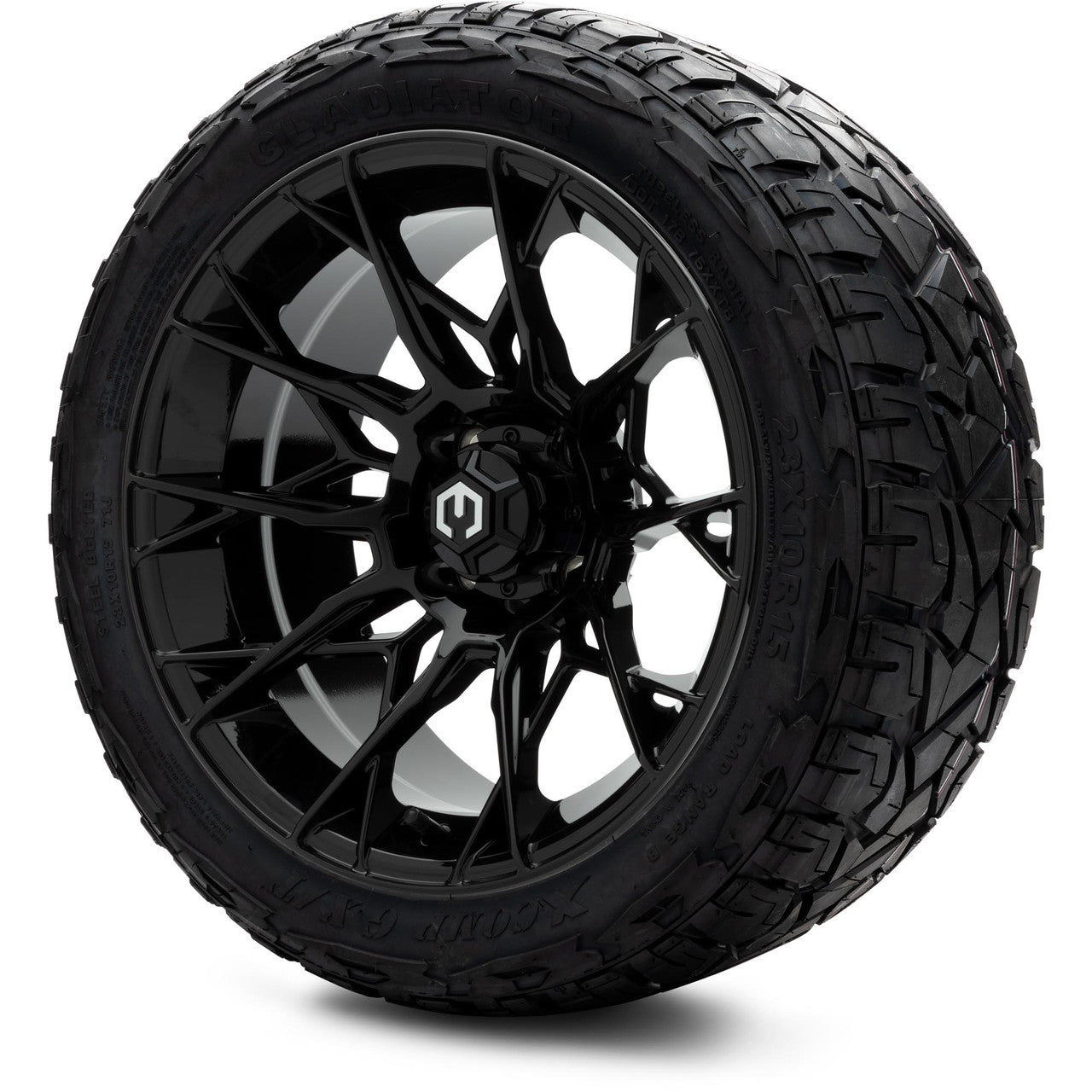 MODZ® 15" Chaos Glossy Black Wheels & Off-Road Tires Combo