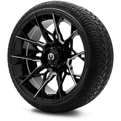MODZ® 15" Chaos Glossy Black with Ball Mill Wheels & Street Tires Combo