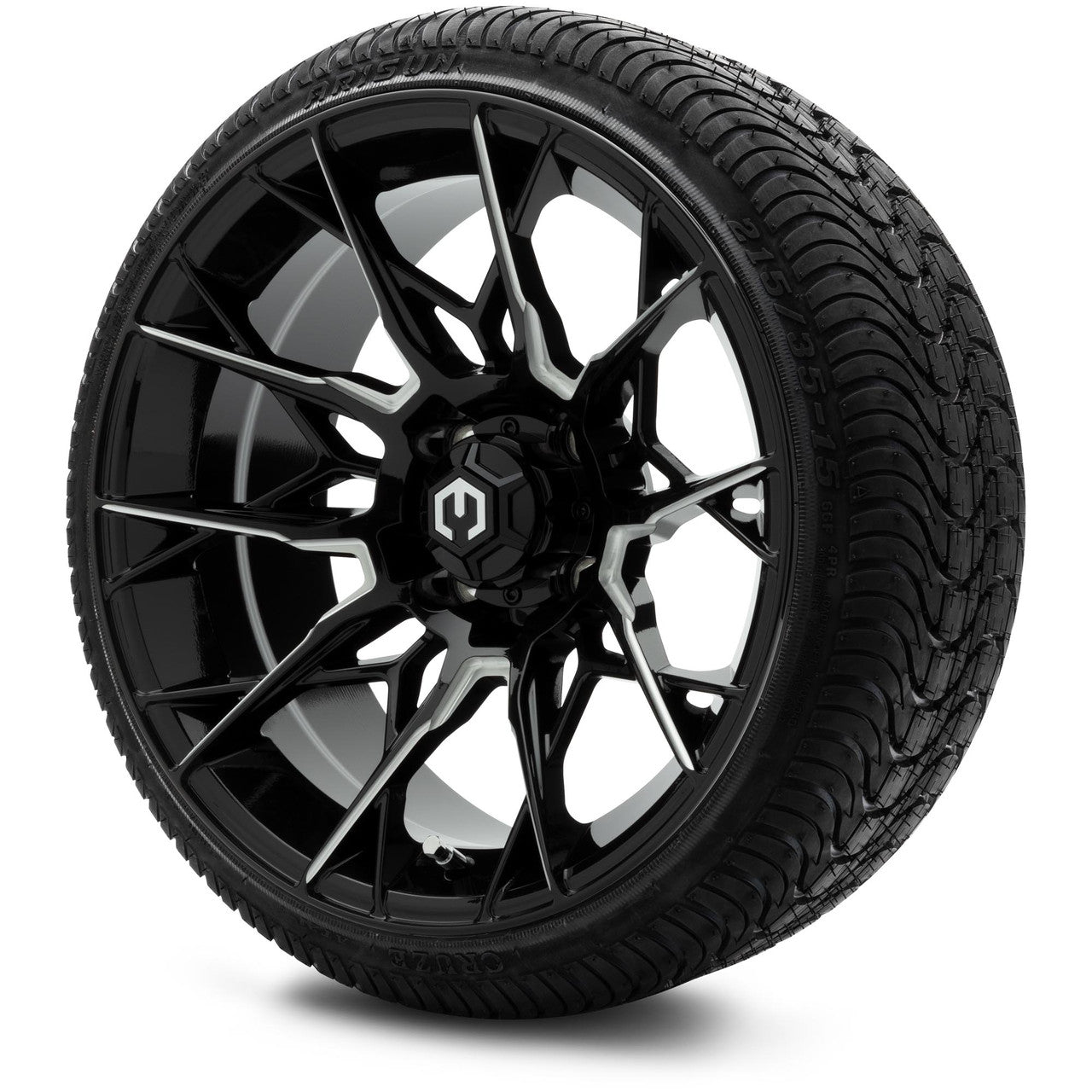 MODZ® 15" Chaos Glossy Black with Ball Mill Wheels & Street Tires Combo