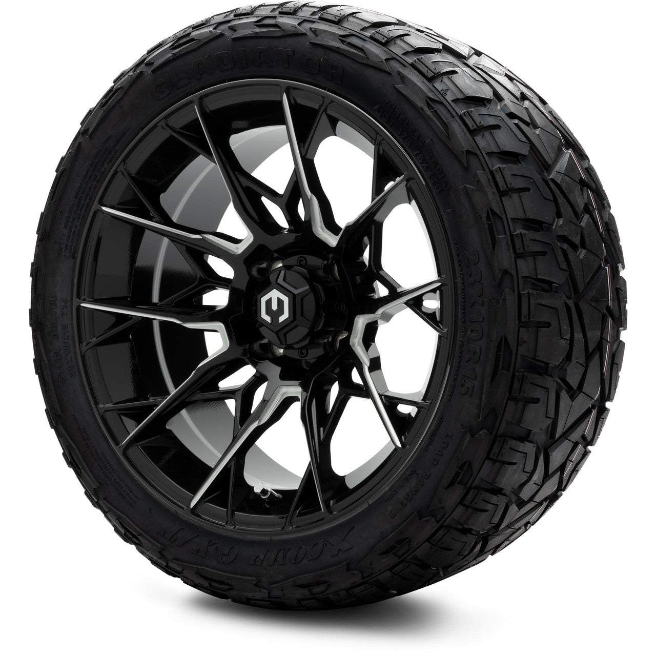 MODZ® 15" Chaos Glossy Black with Ball Mill Wheels & Off-Road Tires Combo