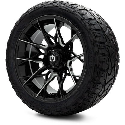 MODZ® 15" Chaos Glossy Black with Ball Mill Wheels & Off-Road Tires Combo