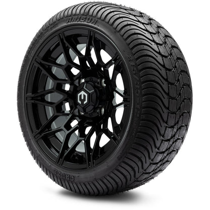 MODZ® 12" Galaxy Glossy Black Wheels & Street Tires Combo