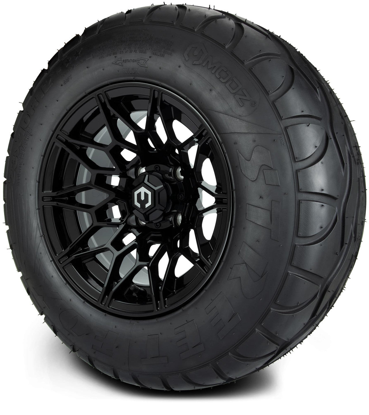MODZ® 12" Galaxy Glossy Black Wheels & Street Tires Combo