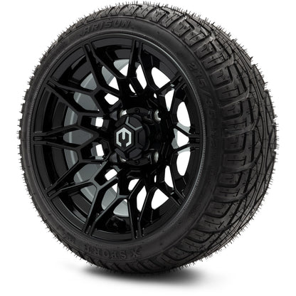 MODZ® 12" Galaxy Glossy Black Wheels & Street Tires Combo