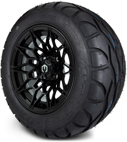 MODZ® 12" Galaxy Glossy Black Wheels & Street Tires Combo