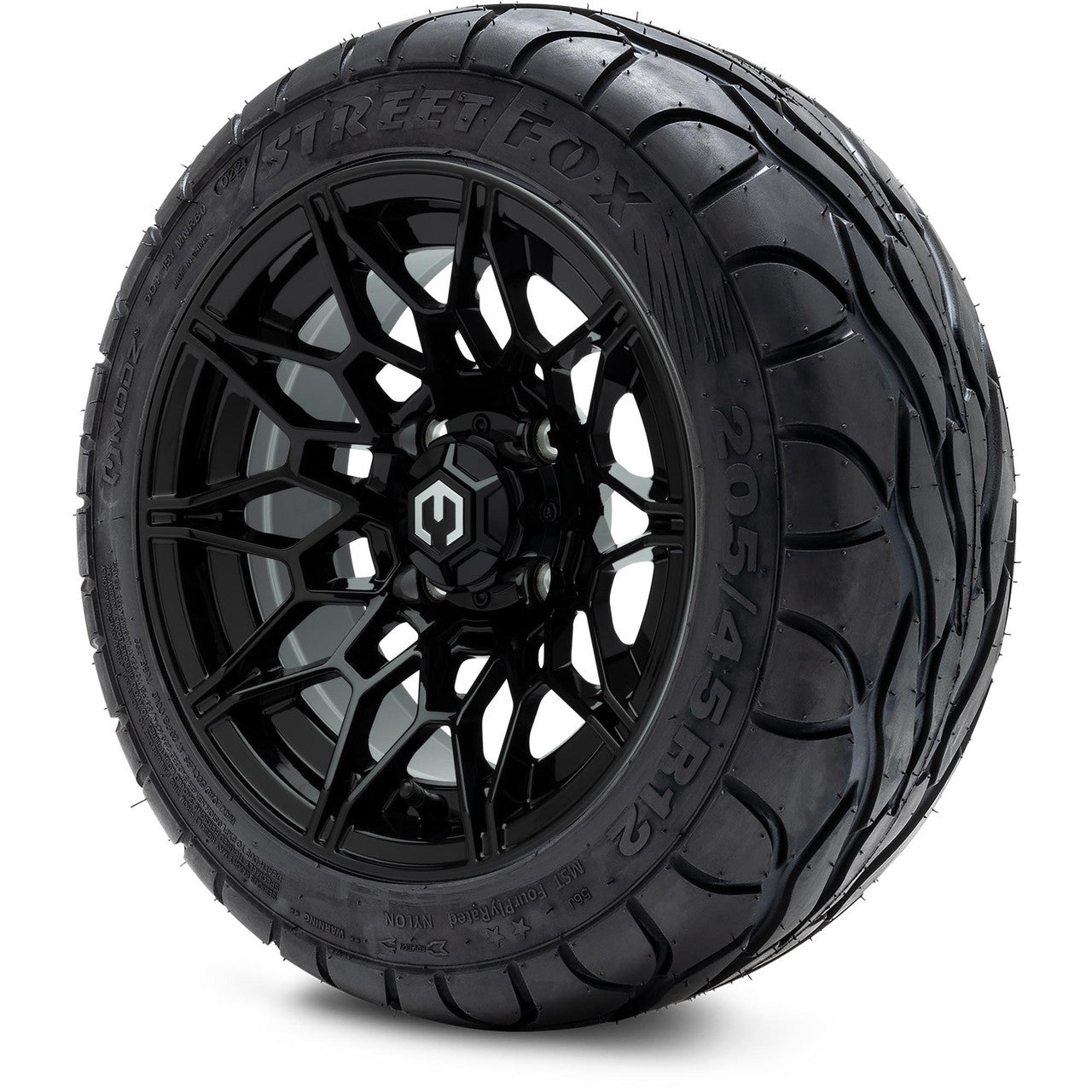 MODZ® 12" Galaxy Glossy Black Wheels & Street Tires Combo