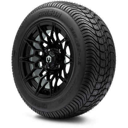 MODZ® 12" Galaxy Glossy Black Wheels & Street Tires Combo