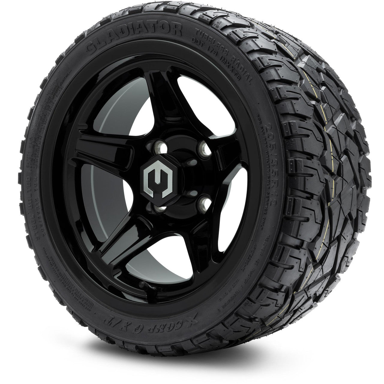 MODZ® 12" Drift Glossy Black Wheels & Off-Road Tires Combo