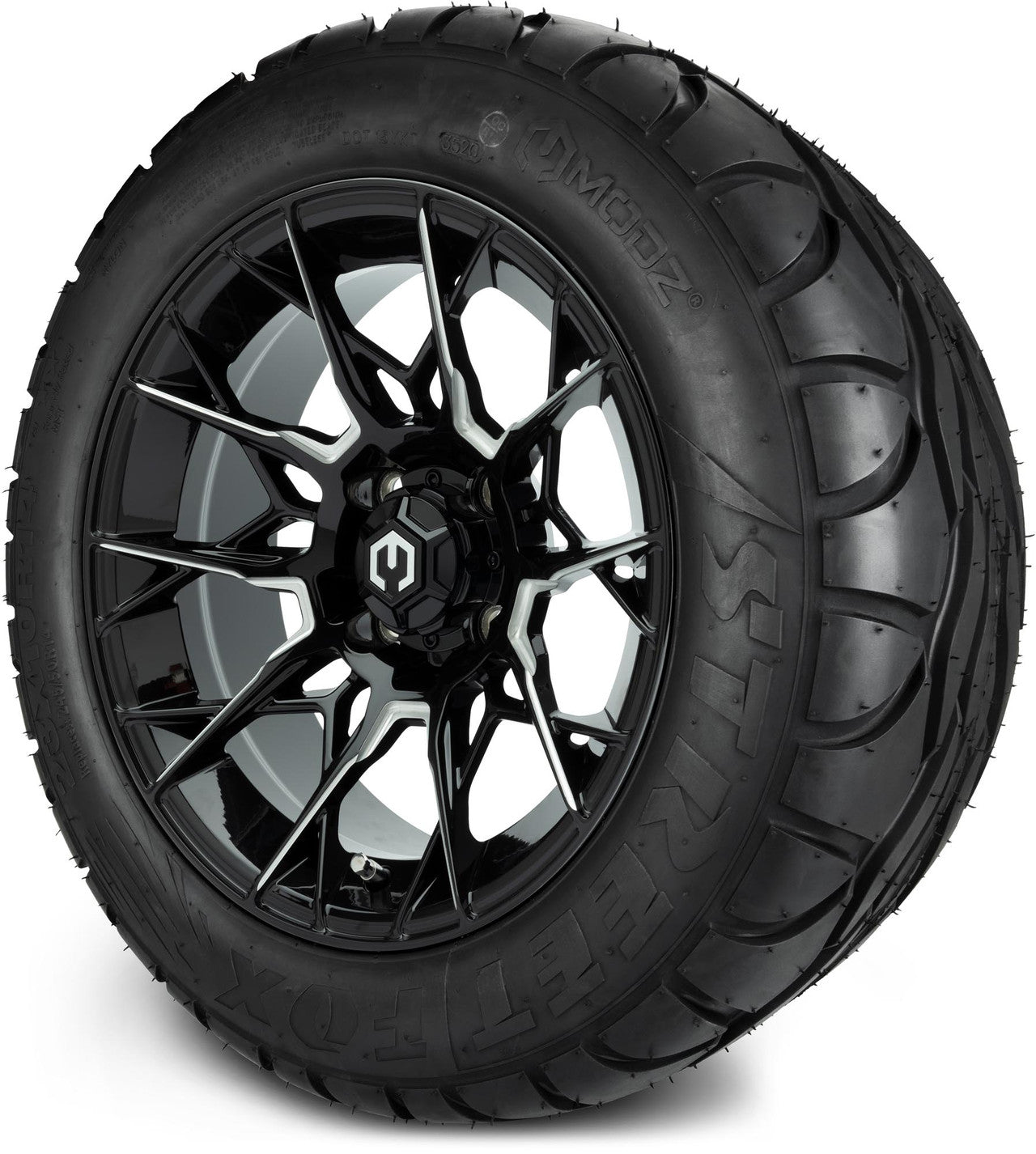 MODZ® 14" Chaos Glossy Black with Ball Mill Wheels & Street Tires Combo