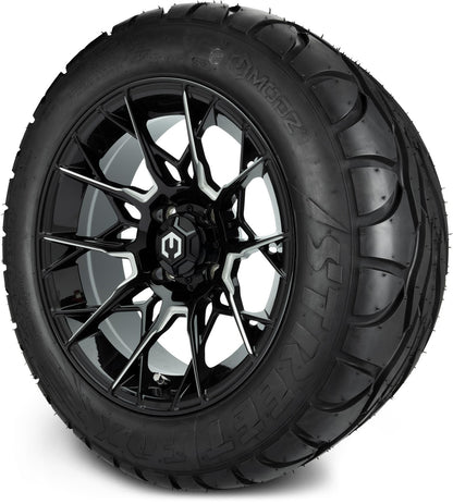 MODZ® 14" Chaos Glossy Black with Ball Mill Wheels & Street Tires Combo