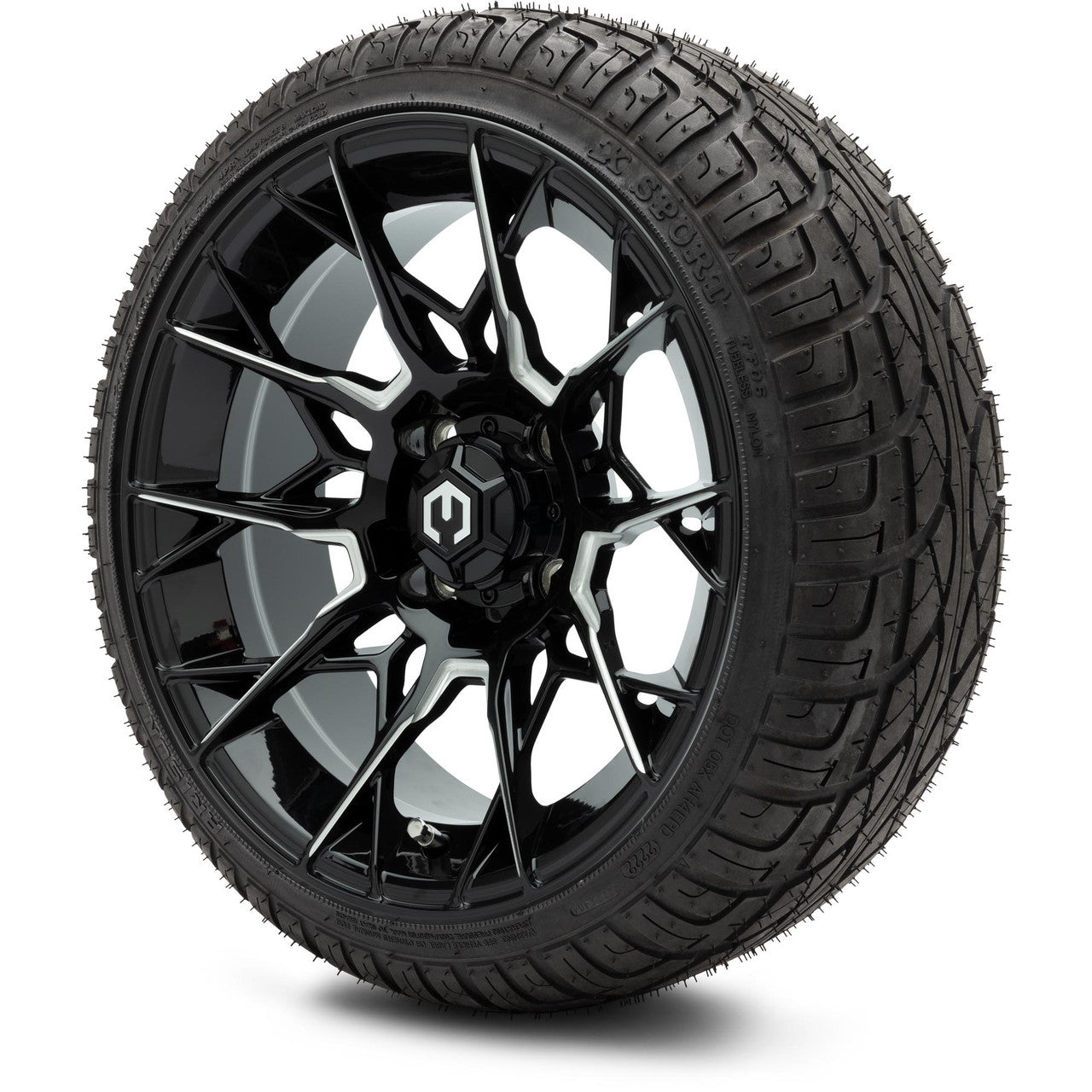 MODZ® 14" Chaos Glossy Black with Ball Mill Wheels & Street Tires Combo