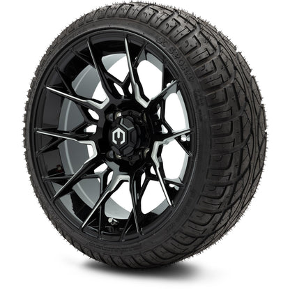 MODZ® 14" Chaos Glossy Black with Ball Mill Wheels & Street Tires Combo