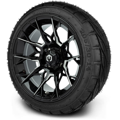 MODZ® 14" Chaos Glossy Black with Ball Mill Wheels & Street Tires Combo