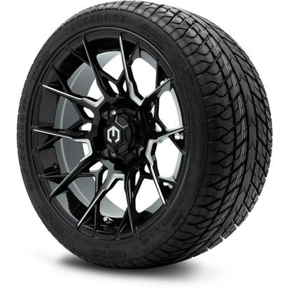 MODZ® 14" Chaos Glossy Black with Ball Mill Wheels & Street Tires Combo