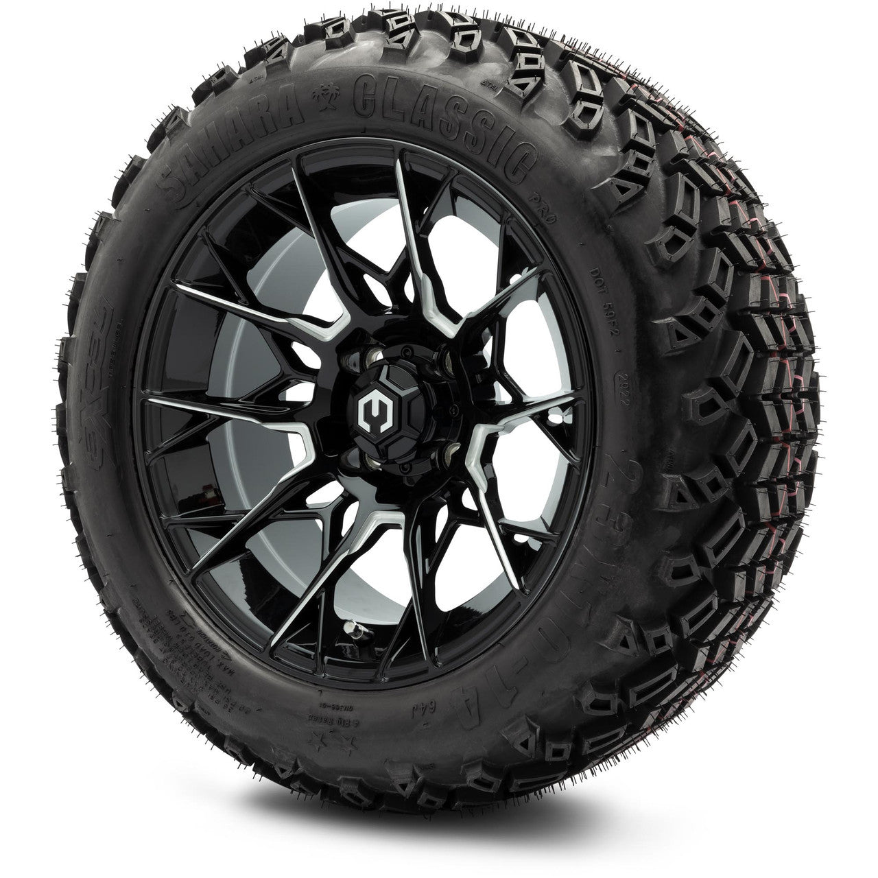 MODZ® 14" Chaos Glossy Black with Ball Mill Wheels & Off-Road Tires Combo