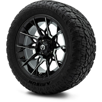 MODZ® 14" Chaos Glossy Black with Ball Mill Wheels & Off-Road Tires Combo