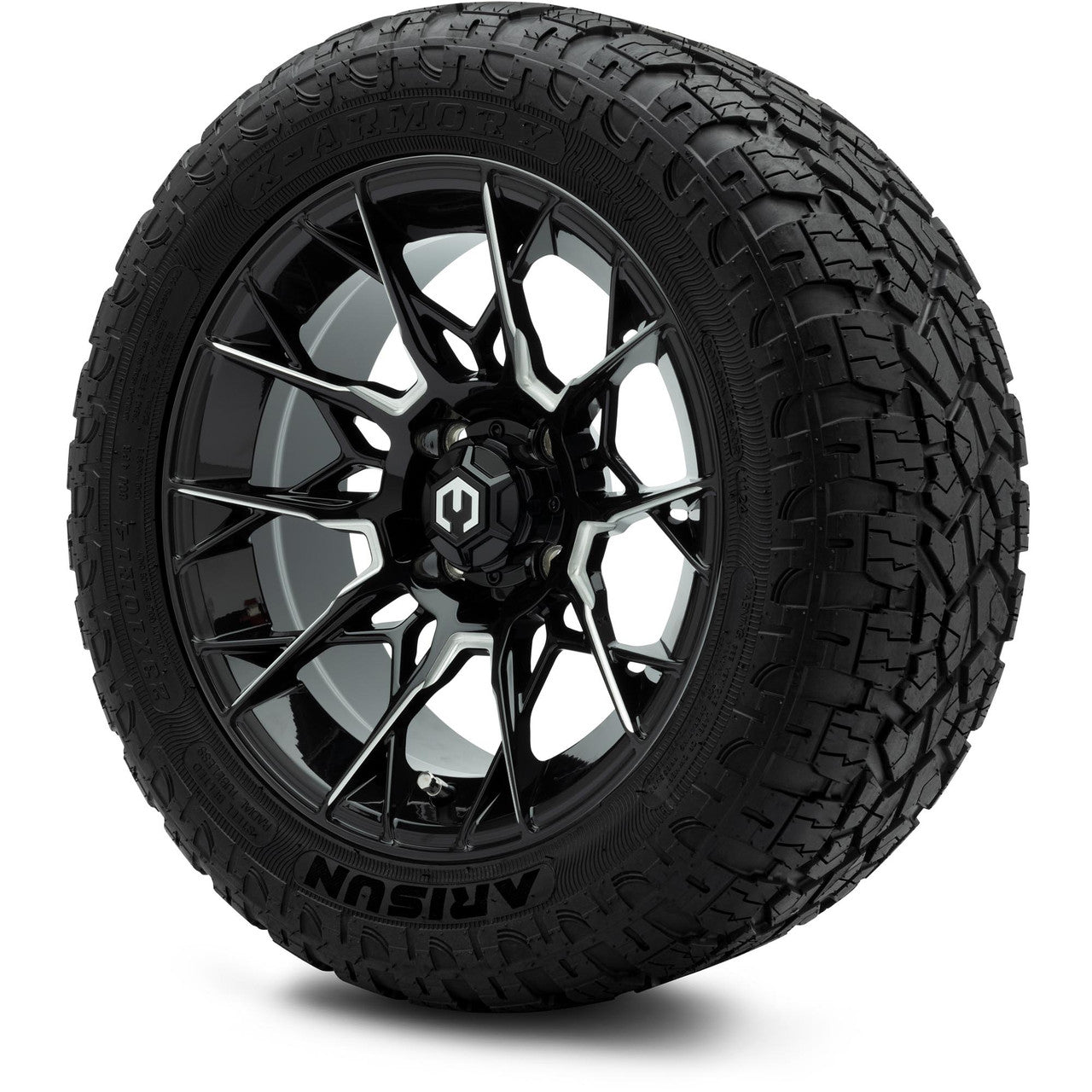 MODZ® 14" Chaos Glossy Black with Ball Mill Wheels & Off-Road Tires Combo