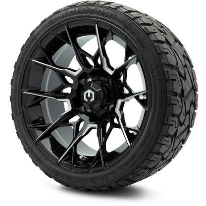 MODZ® 14" Chaos Glossy Black with Ball Mill Wheels & Off-Road Tires Combo